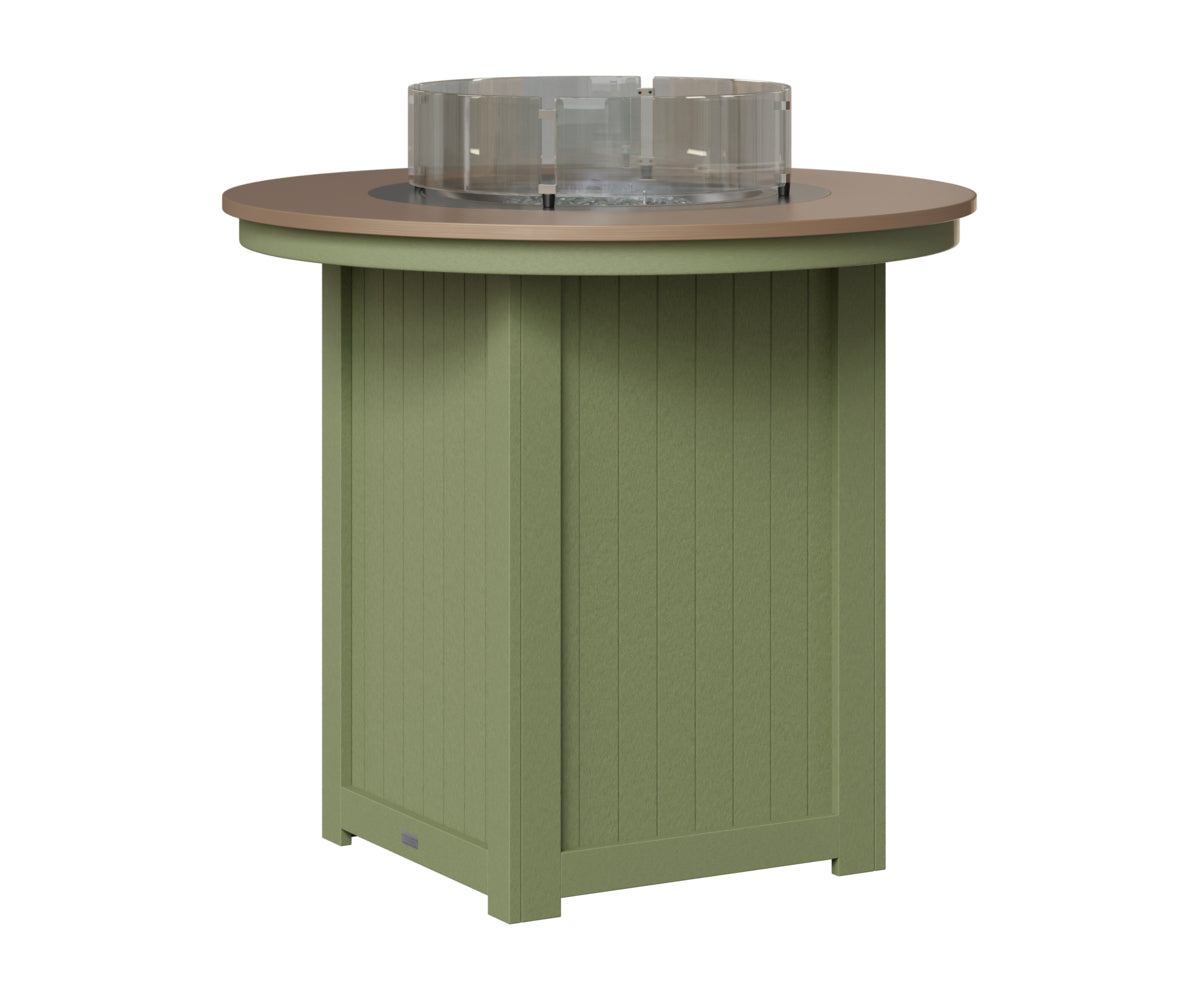 Berlin Gardens Donoma 44" Round Fire Table Bar in Sage, Hammered Bronze top