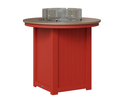 Berlin Gardens Donoma 44" Round Fire Table Bar in Scarlet Red, Hammered Bronze top