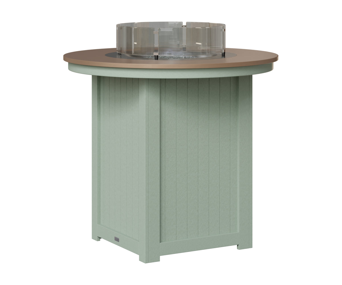 Berlin Gardens Donoma 44" Round Fire Table Bar in Sea Foam, Hammered Bronze top