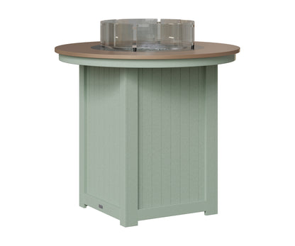 Berlin Gardens Donoma 44" Round Fire Table Bar in Sea Foam, Hammered Bronze top
