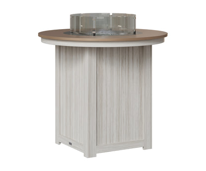 Berlin Gardens Donoma 44" Round Fire Table Bar in Seashell, Hammered Bronze top