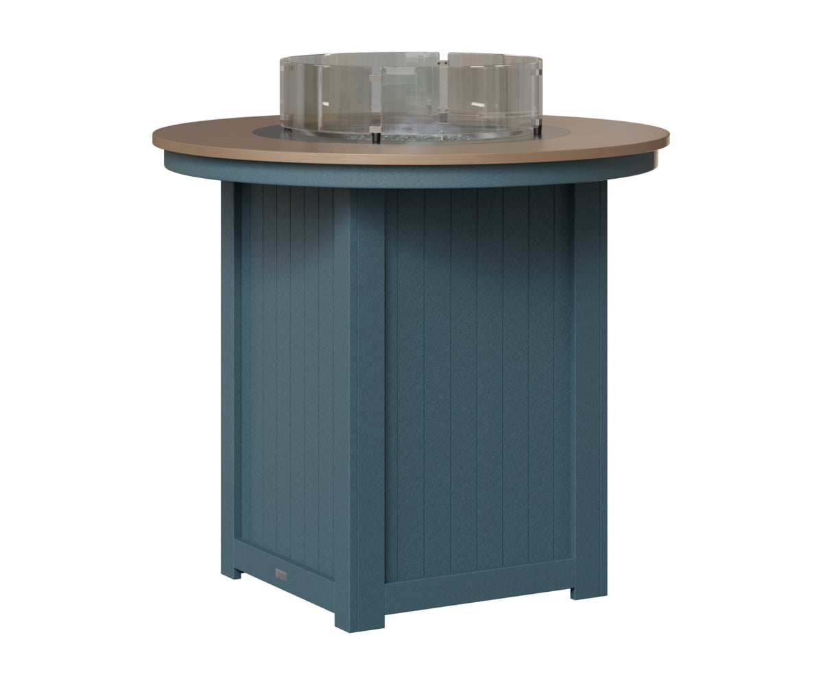 Berlin Gardens Donoma 44" Round Fire Table Bar in Slate, Hammered Bronze top