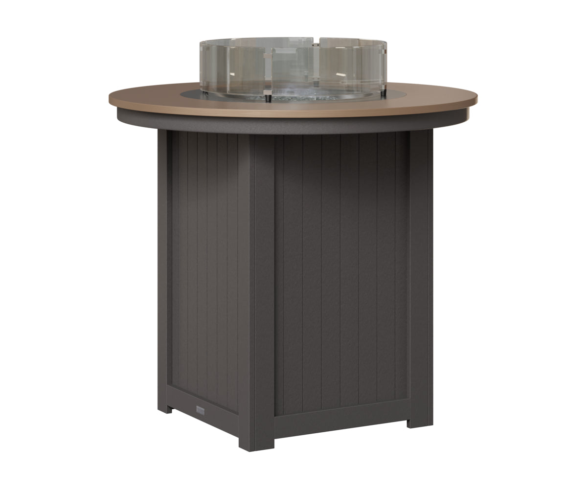 Berlin Gardens Donoma 44" Round Fire Table Bar in Smoke Gray, Hammered Bronze top