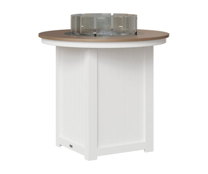 Berlin Gardens Donoma 44" Round Fire Table Bar in White, Hammered Bronze top