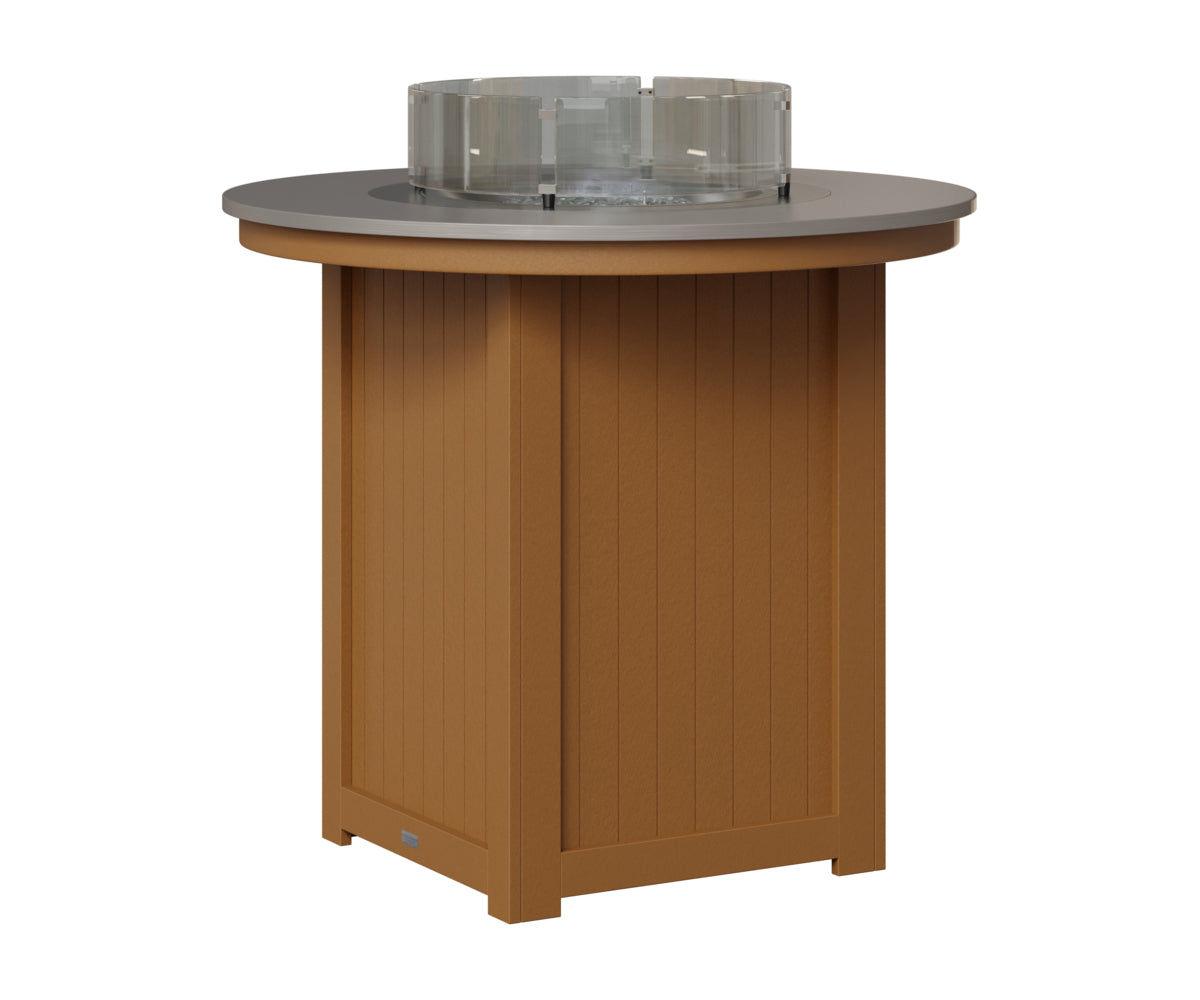 Berlin Gardens Donoma 44" Round Fire Table Bar in Cedar, Hammered Stainless top