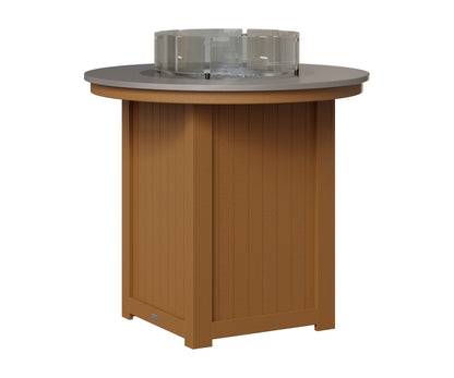 Berlin Gardens Donoma 44" Round Fire Table Bar in Cedar, Hammered Stainless top