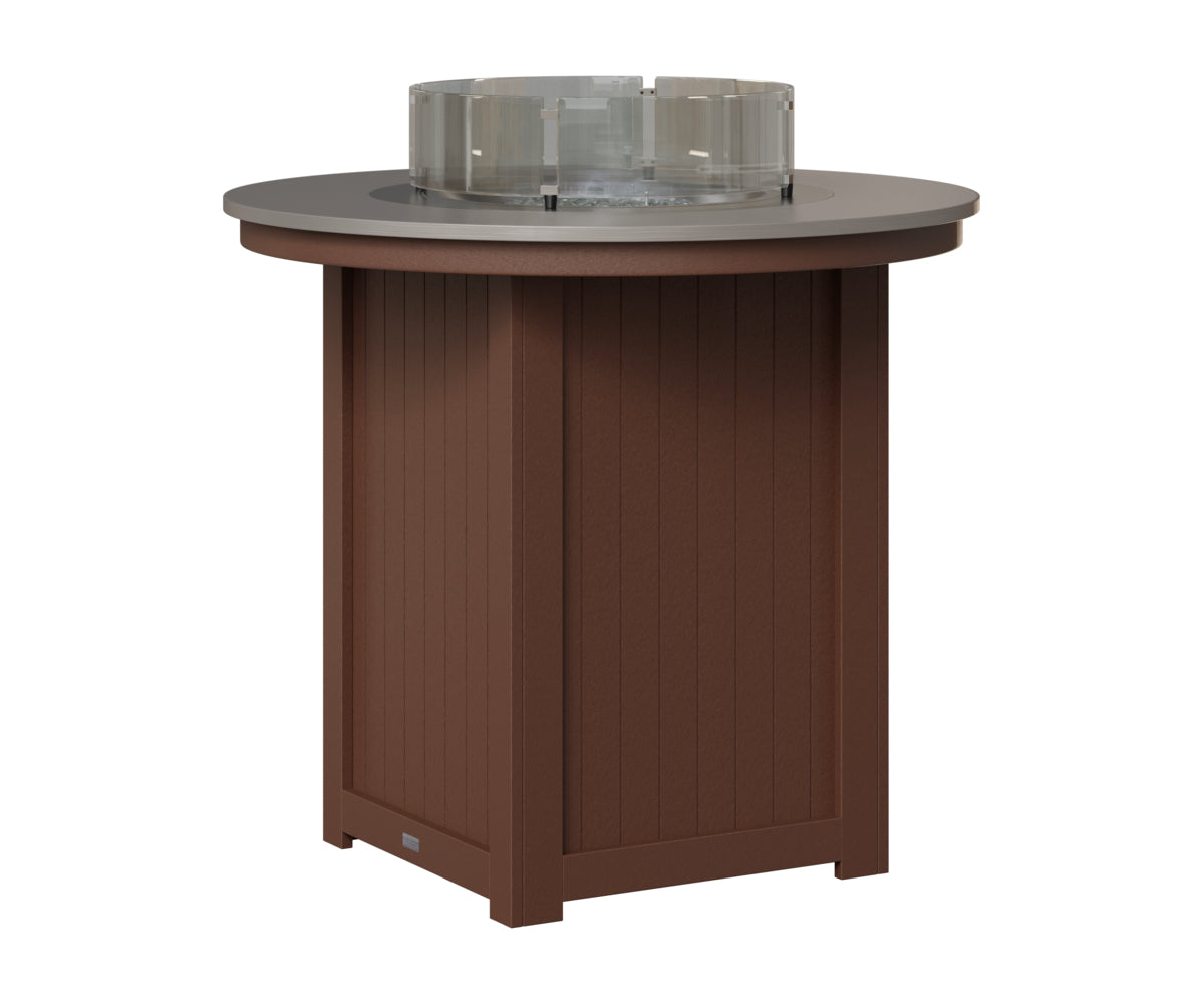 Berlin Gardens Donoma 44" Round Fire Table Bar in Chocolate Brown, Hammered Stainless top