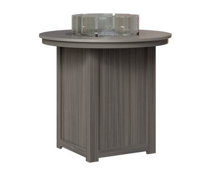 Berlin Gardens Donoma 44" Round Fire Table Bar in Coastal Gray, Hammered Stainless top