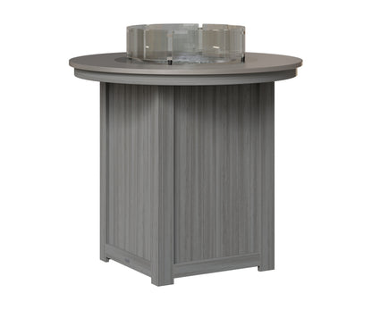Berlin Gardens Donoma 44" Round Fire Table Bar in Driftwood Gray, Hammered Stainless top