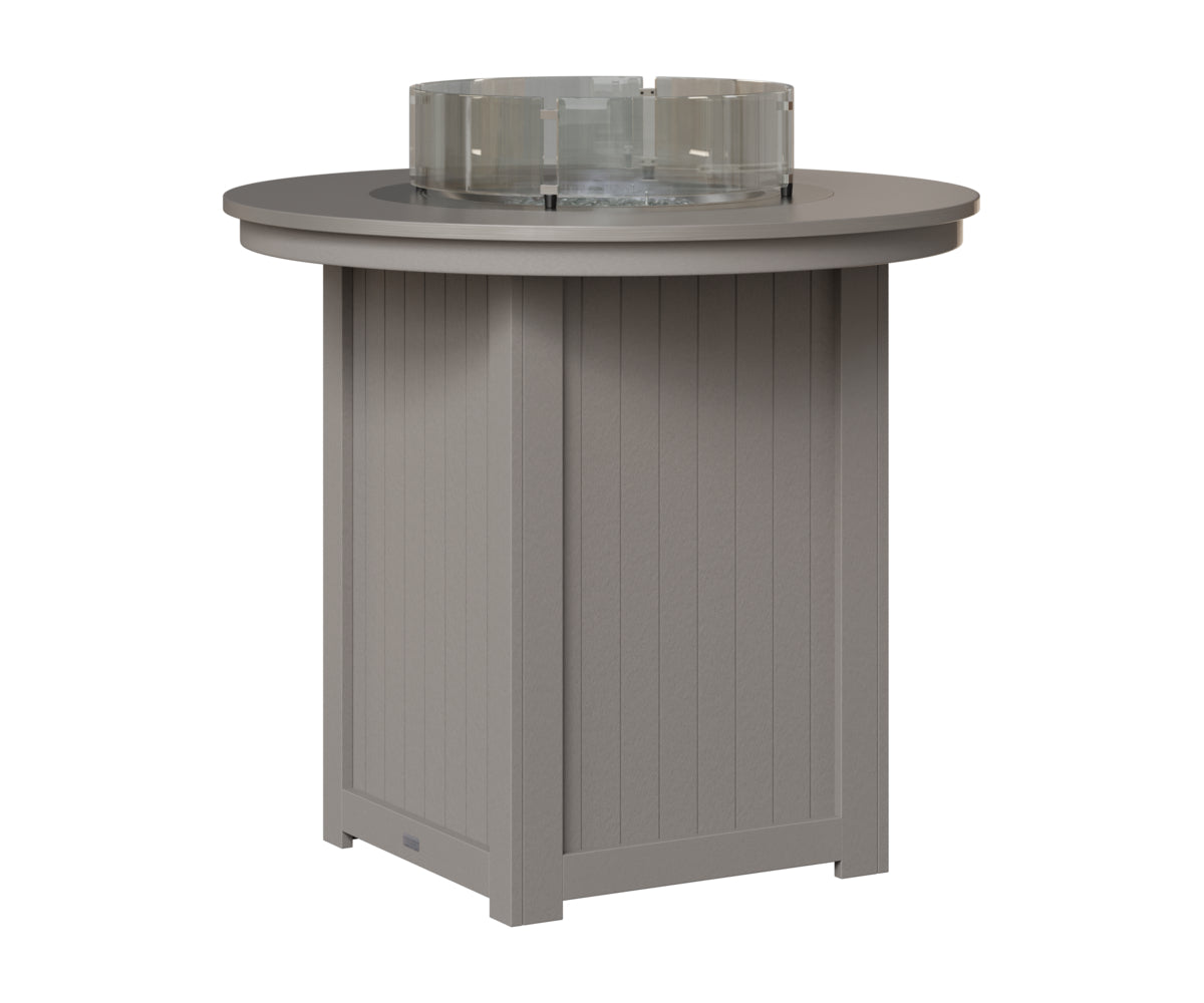 Berlin Gardens Donoma 44" Round Fire Table Bar in Light Gray, Hammered Stainless top