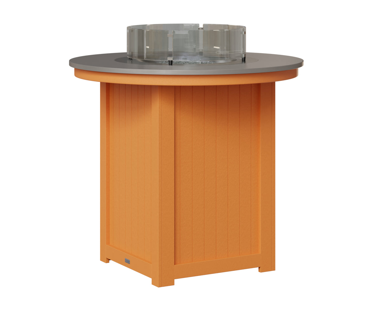 Berlin Gardens Donoma 44" Round Fire Table Bar in Mango Orange, Hammered Stainless top