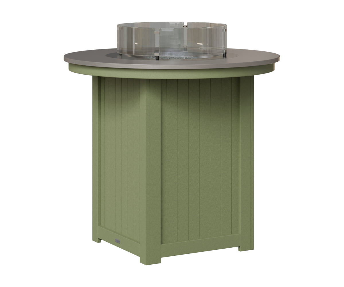 Berlin Gardens Donoma 44" Round Fire Table Bar in Sage, Hammered Stainless top