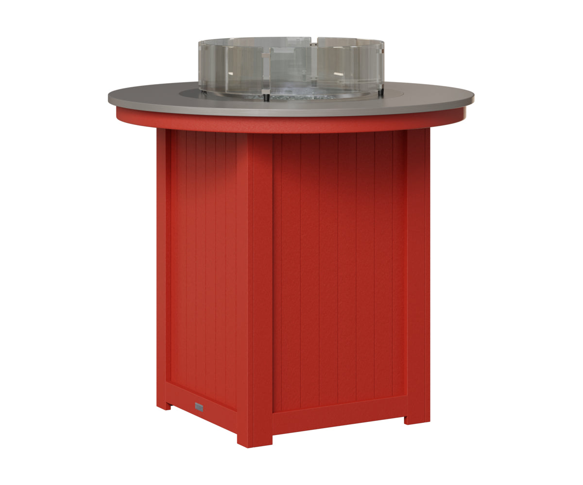 Berlin Gardens Donoma 44" Round Fire Table Bar in Scarlet Red, Hammered Stainless top