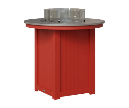 Berlin Gardens Donoma 44" Round Fire Table Bar in Scarlet Red, Hammered Stainless top