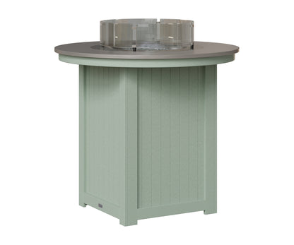 Berlin Gardens Donoma 44" Round Fire Table Bar in Sea Foam, Hammered Stainless top