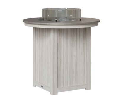 Berlin Gardens Donoma 44" Round Fire Table Bar in Seashell, Hammered Stainless top