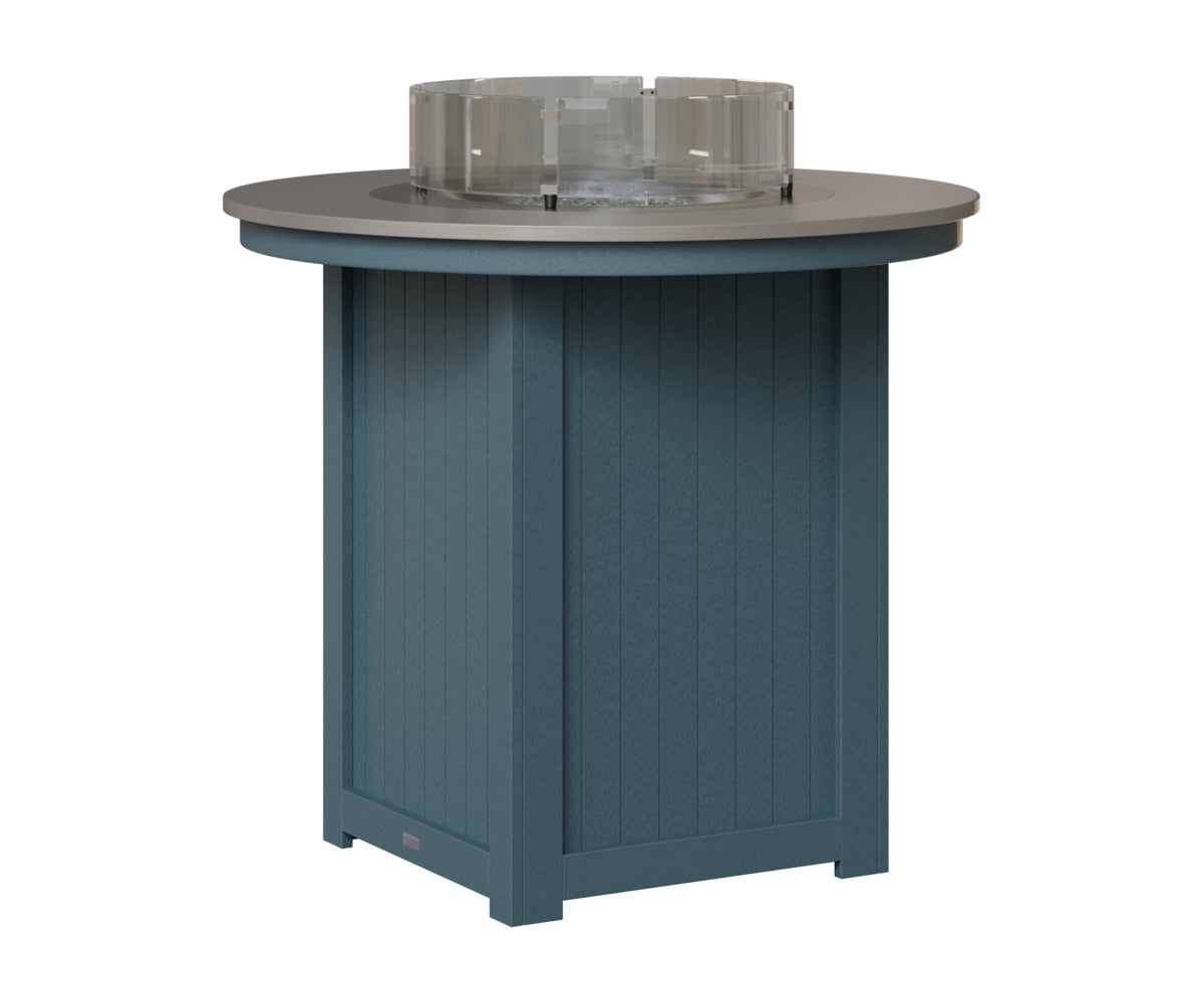 Berlin Gardens Donoma 44" Round Fire Table Bar in Slate, Hammered Stainless top
