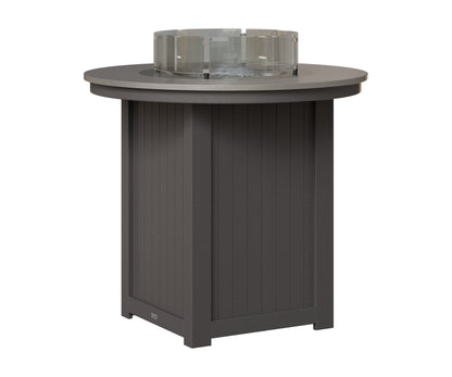 Berlin Gardens Donoma 44" Round Fire Table Bar in Smoke Gray, Hammered Stainless top