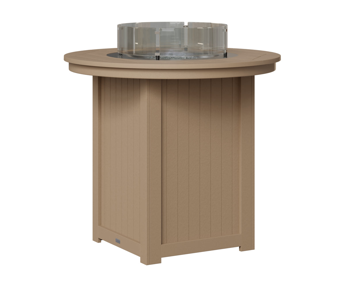 Berlin Gardens Donoma 44" Round Fire Table Bar in Weatherwood