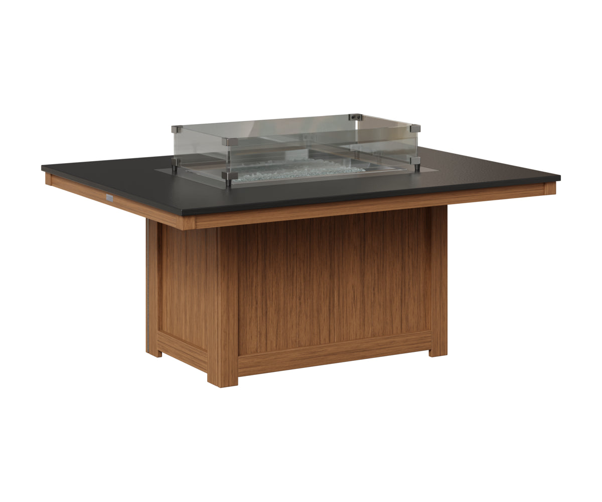 Berlin Gardens Donoma 42" x 54" Rectangular Fire Pit in Antique Mahogany, Hammered Black top