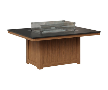 Berlin Gardens Donoma 42" x 54" Rectangular Fire Pit in Antique Mahogany, Hammered Black top