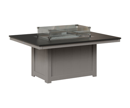Berlin Gardens Donoma 42" x 54" Rectangular Fire Pit in Light Gray, Hammered Black top