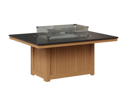 Berlin Gardens Donoma 42" x 54" Rectangular Fire Pit in Natural Teak, Hammered Black top