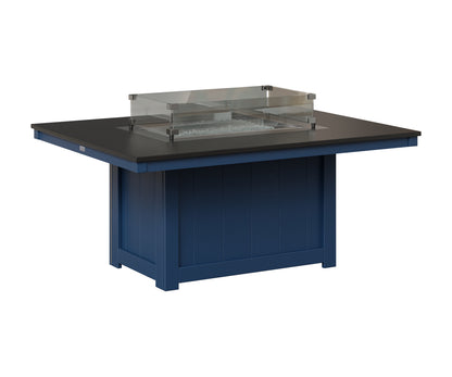 Berlin Gardens Donoma 42" x 54" Rectangular Fire Pit in Navy Blue, Hammered Black top