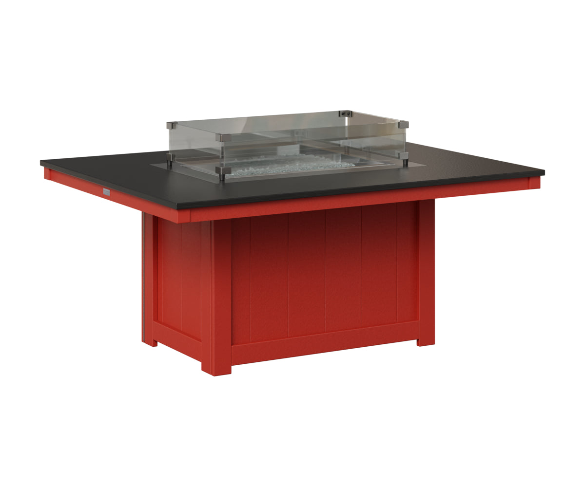 Berlin Gardens Donoma 42" x 54" Rectangular Fire Pit in Scarlet Red, Hammered Black top