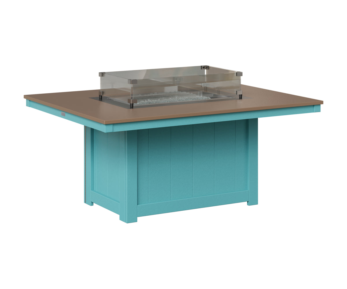 Berlin Gardens Donoma 42" x 54" Rectangular Fire Pit in Aruba Blue, Hammered Bronze top