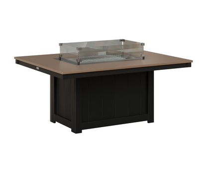 Berlin Gardens Donoma 42" x 54" Rectangular Fire Pit in Black, Hammered Bronze top