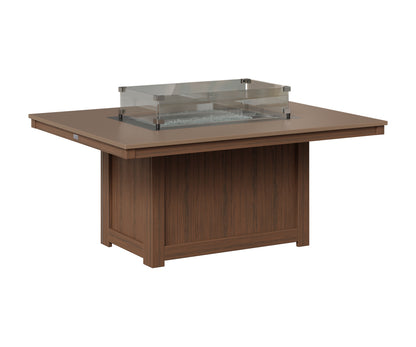 Berlin Gardens Donoma 42" x 54" Rectangular Fire Pit in Brazilian Walnut, Hammered Bronze top
