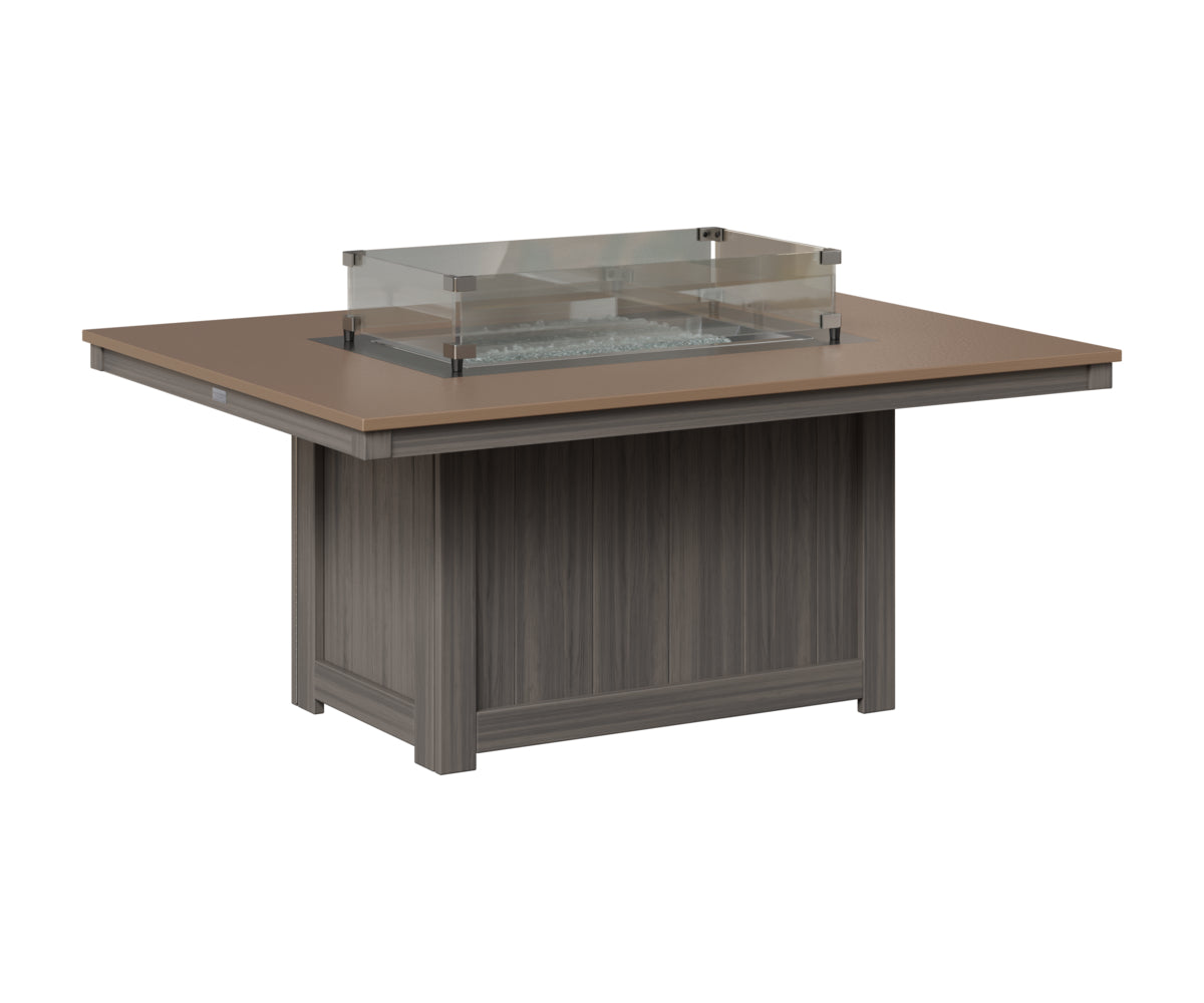 Berlin Gardens Donoma 42" x 54" Rectangular Fire Pit in Coastal Gray, Hammered Bronze top