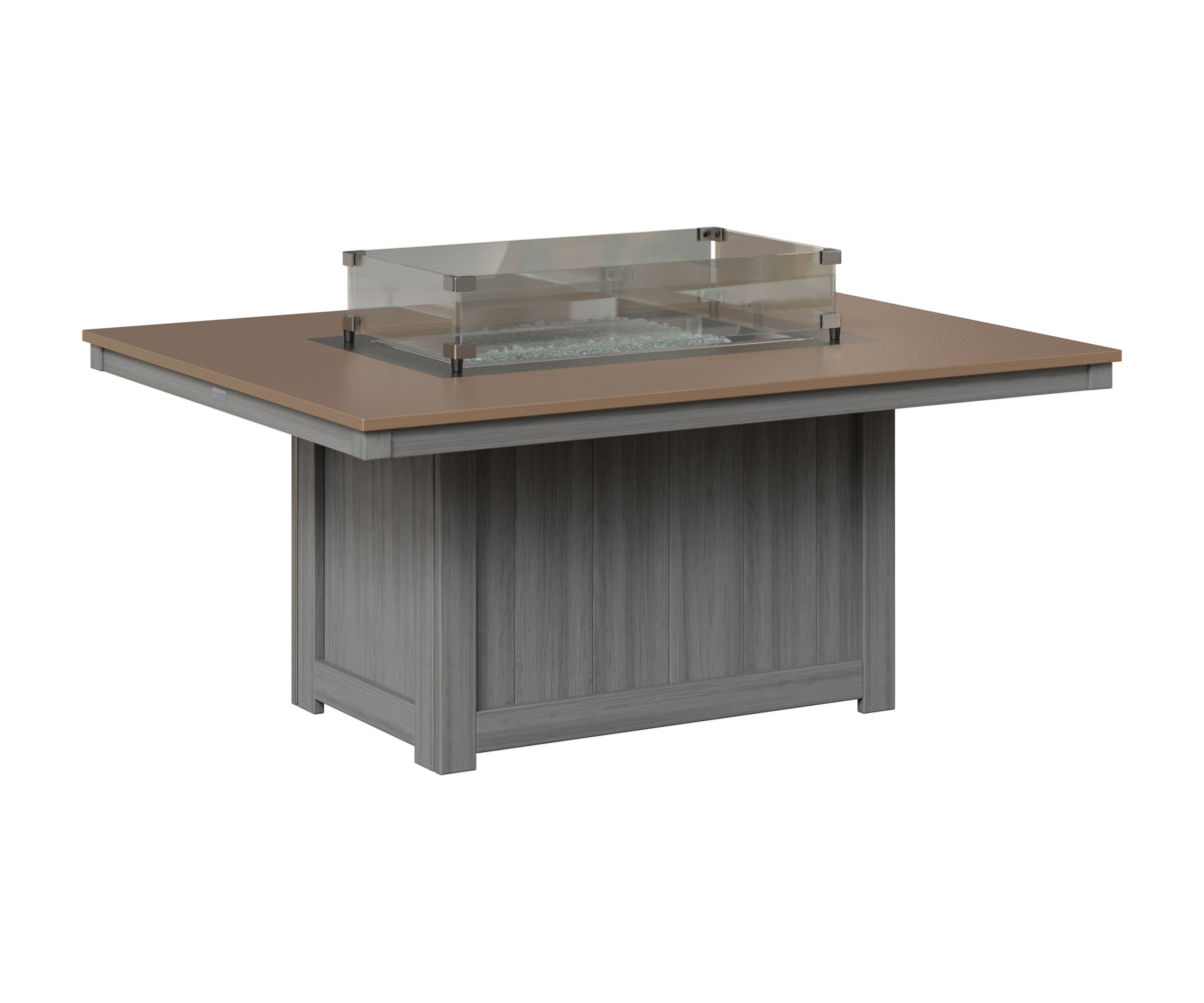 Berlin Gardens Donoma 42" x 54" Rectangular Fire Pit in Driftwood Gray, Hammered Bronze top