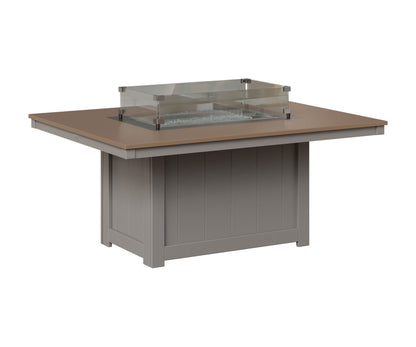 Berlin Gardens Donoma 42" x 54" Rectangular Fire Pit in Light Gray, Hammered Bronze top