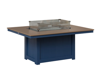 Berlin Gardens Donoma 42" x 54" Rectangular Fire Pit in Navy Blue, Hammered Bronze top