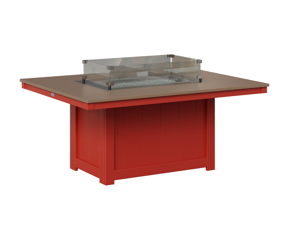 Berlin Gardens Donoma 42" x 54" Rectangular Fire Pit in Scarlet Red, Hammered Bronze top