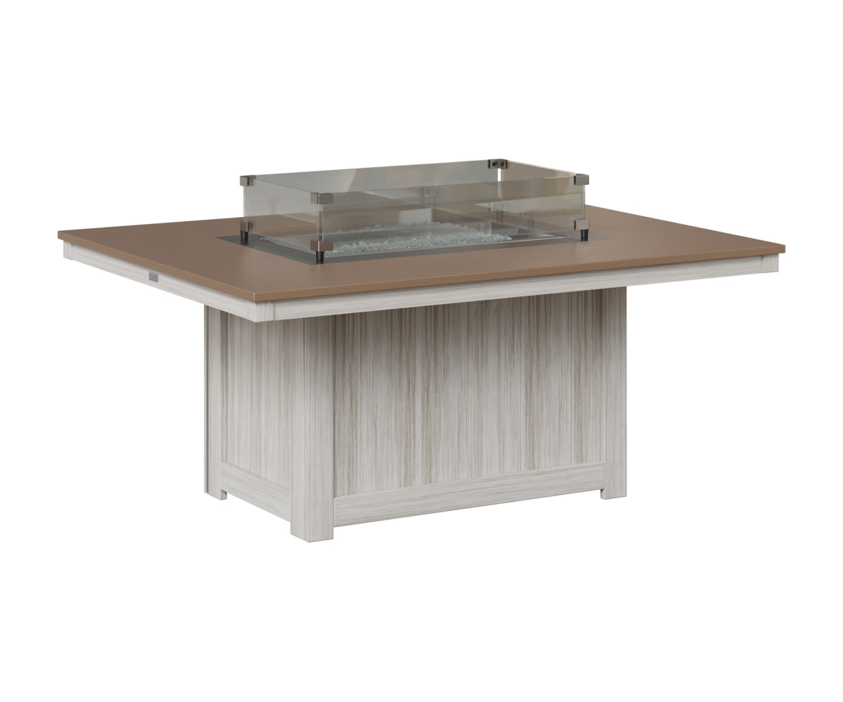 Berlin Gardens Donoma 42" x 54" Rectangular Fire Pit in Seashell, Hammered Bronze top