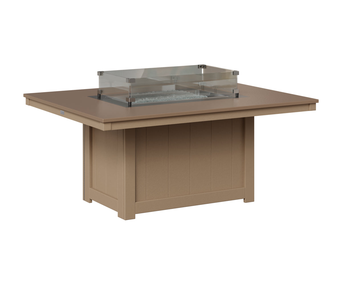 Berlin Gardens Donoma 42" x 54" Rectangular Fire Pit in Weatherwood, Hammered Bronze top