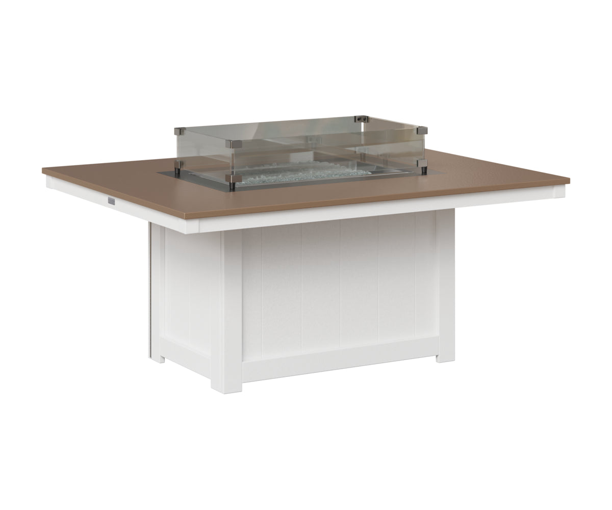 Berlin Gardens Donoma 42" x 54" Rectangular Fire Pit in White, Hammered Bronze top
