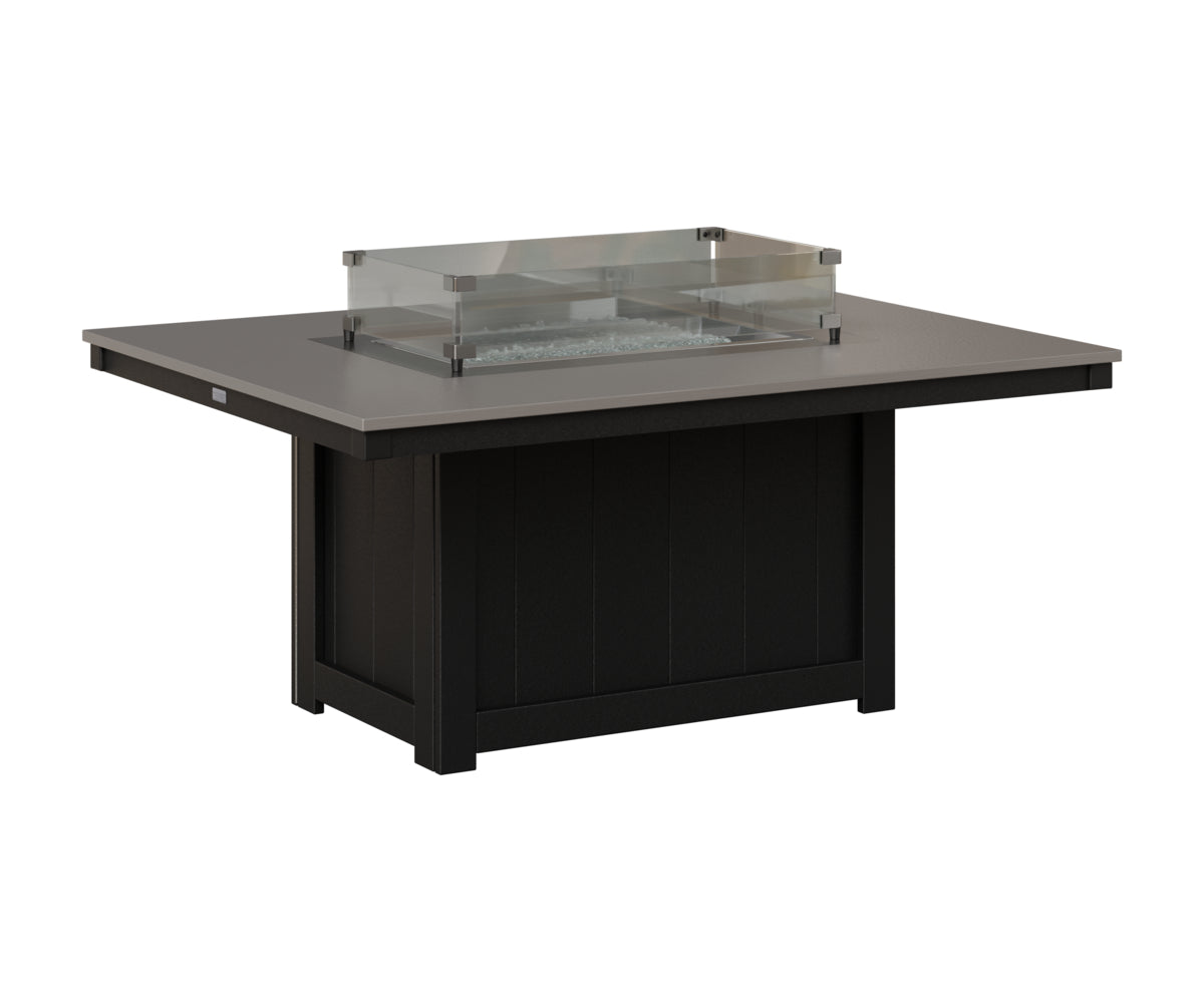 Berlin Gardens Donoma 42" x 54" Rectangular Fire Pit in Black, Hammered Stainless top