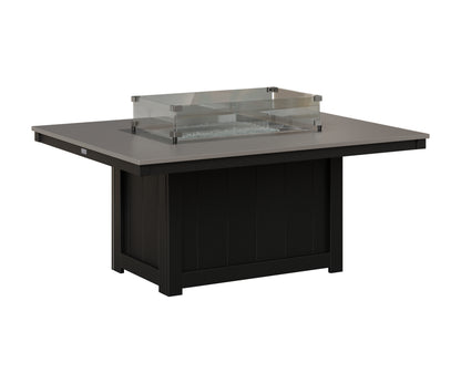 Berlin Gardens Donoma 42" x 54" Rectangular Fire Pit in Black, Hammered Stainless top