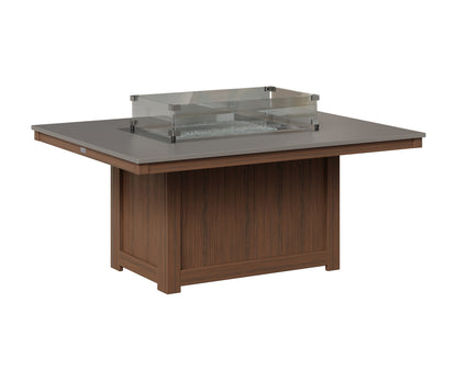 Berlin Gardens Donoma 42" x 54" Rectangular Fire Pit in Brazilian Walnut, Hammered Stainless top