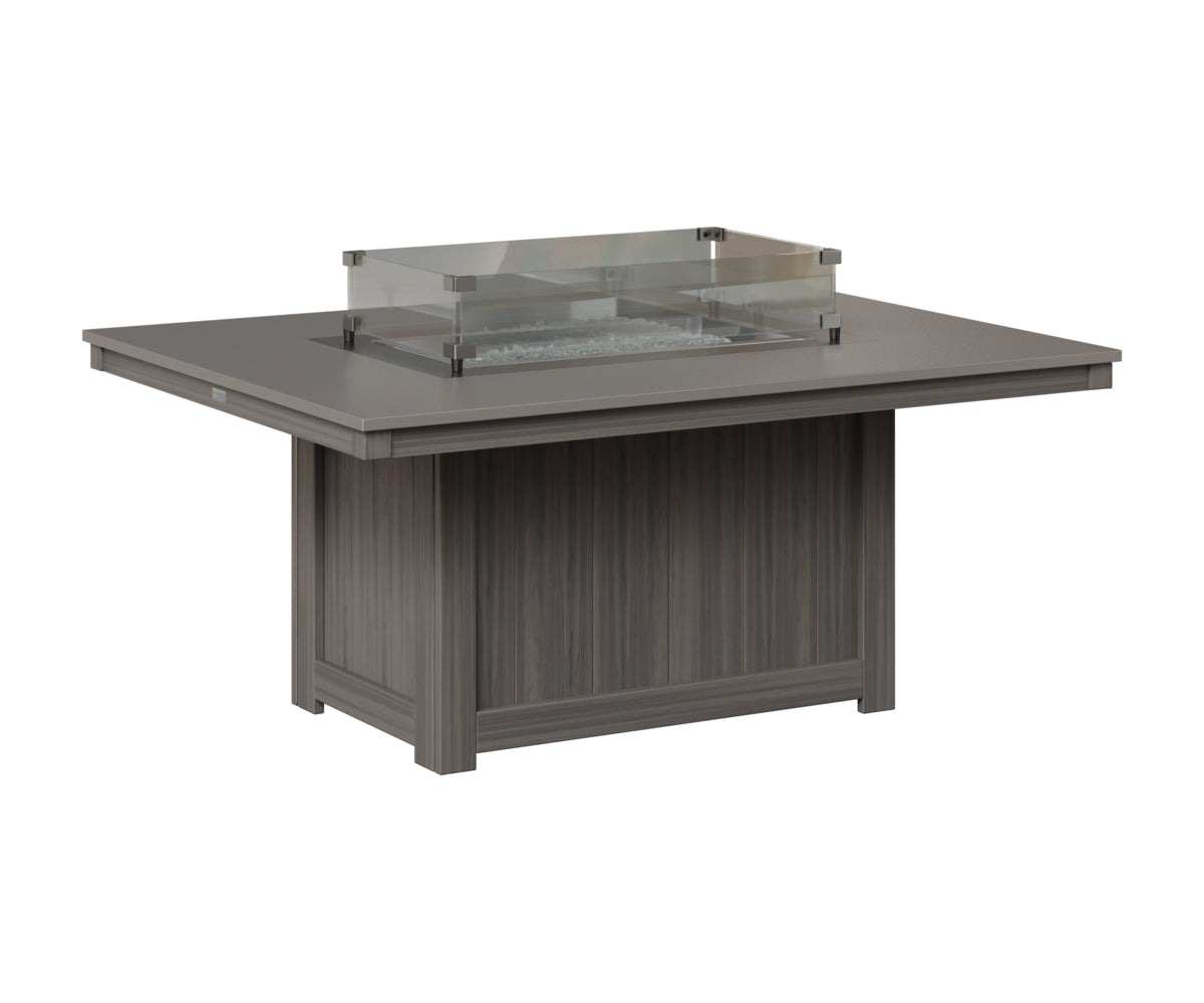 Berlin Gardens Donoma 42" x 54" Rectangular Fire Pit in Coastal Gray, Hammered Stainless top
