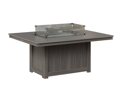 Berlin Gardens Donoma 42" x 54" Rectangular Fire Pit in Coastal Gray, Hammered Stainless top