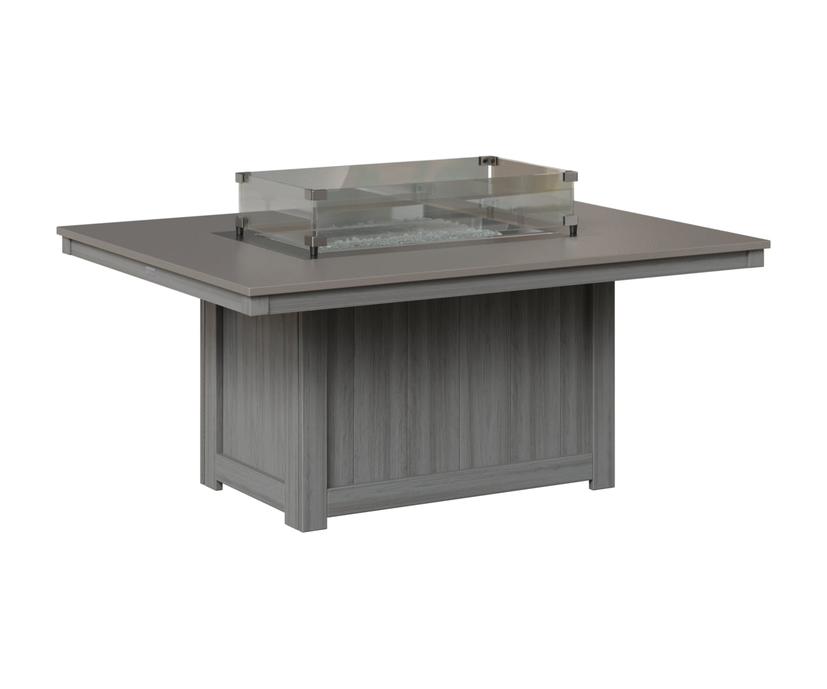 Berlin Gardens Donoma 42" x 54" Rectangular Fire Pit in Driftwood Gray, Hammered Stainless top