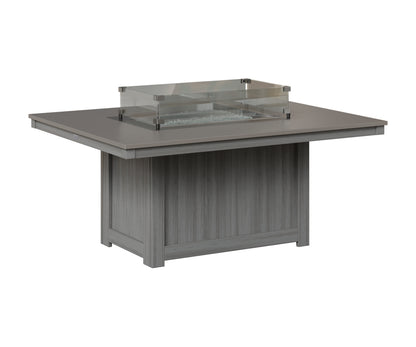 Berlin Gardens Donoma 42" x 54" Rectangular Fire Pit in Driftwood Gray, Hammered Stainless top