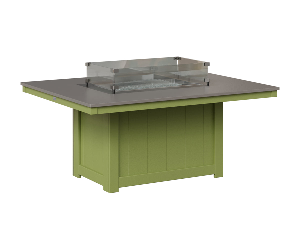 Berlin Gardens Donoma 42" x 54" Rectangular Fire Pit in Kiwi Green, Hammered Stainless top