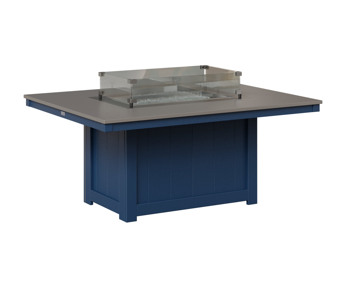 Berlin Gardens Donoma 42" x 54" Rectangular Fire Pit in Navy Blue, Hammered Stainless top