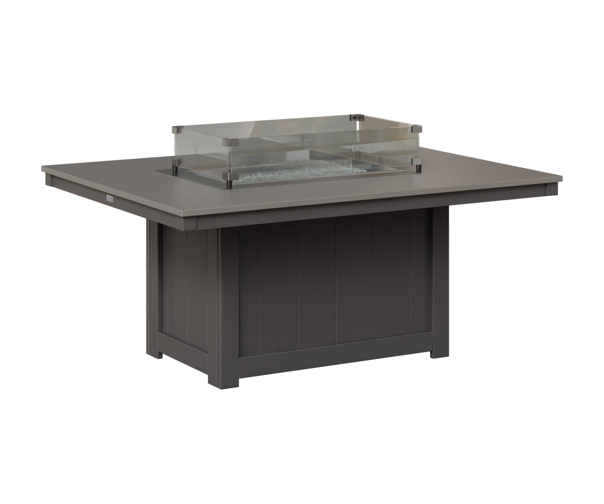Berlin Gardens Donoma 42" x 54" Rectangular Fire Pit in Smoke Gray, Hammered Stainless top